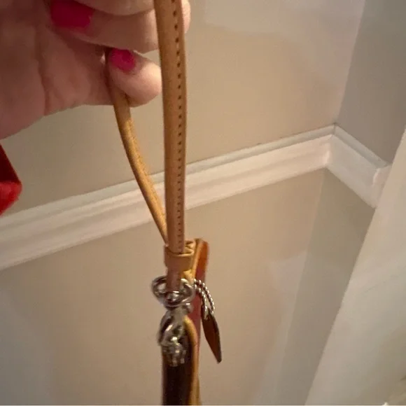 VINTAGE Coach Patchwork Suede Wristlet in Brown, Orange & Gold - Picture 13 of 15